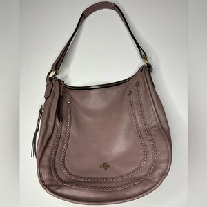 orYANY Madelyn Pebbled Leather Braided Hobo Taupe Shoulder Bag